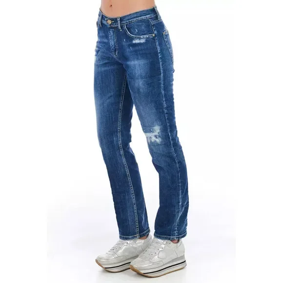 Frankie Morello Blue Cotton Jeans & Pant